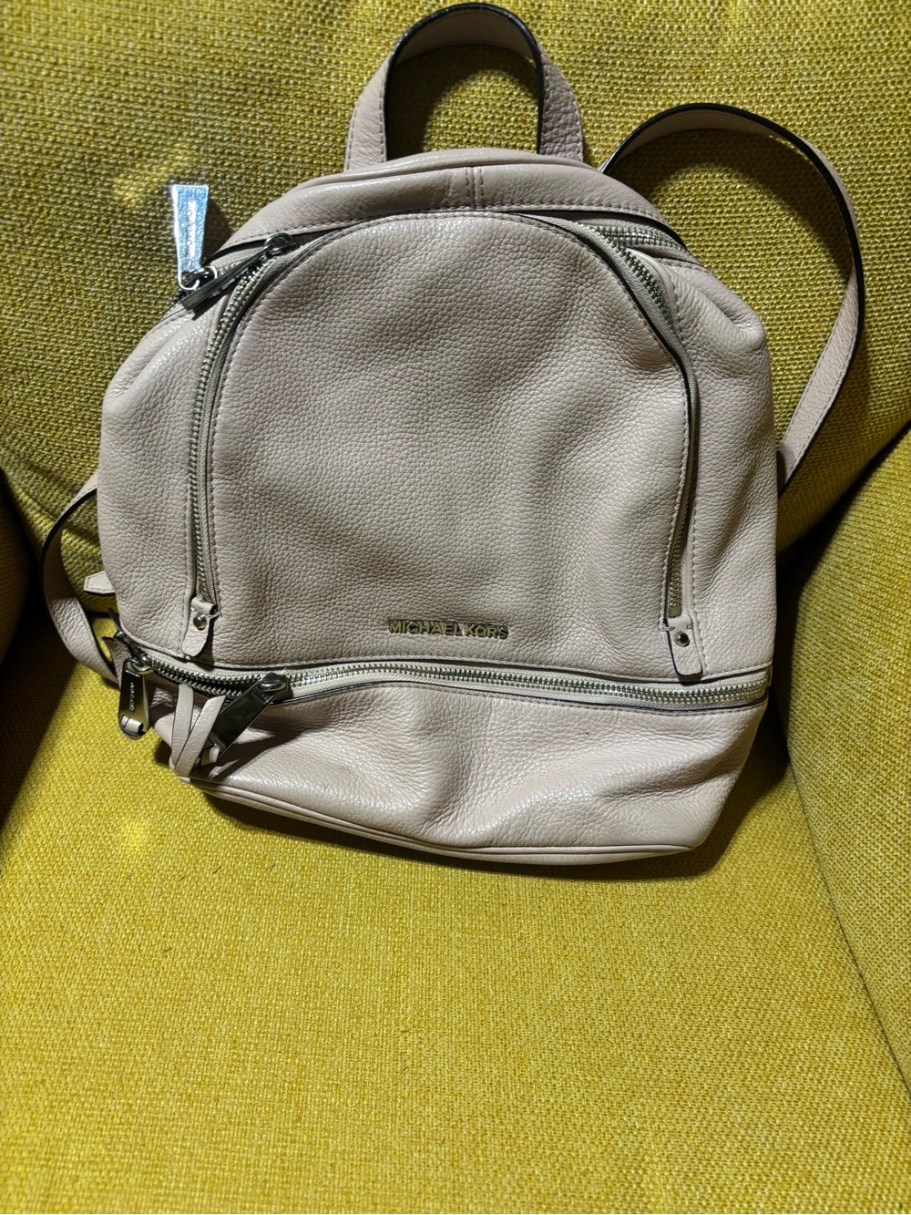 Michael Kors Light Beige Pebbled Leather Mini Backpack